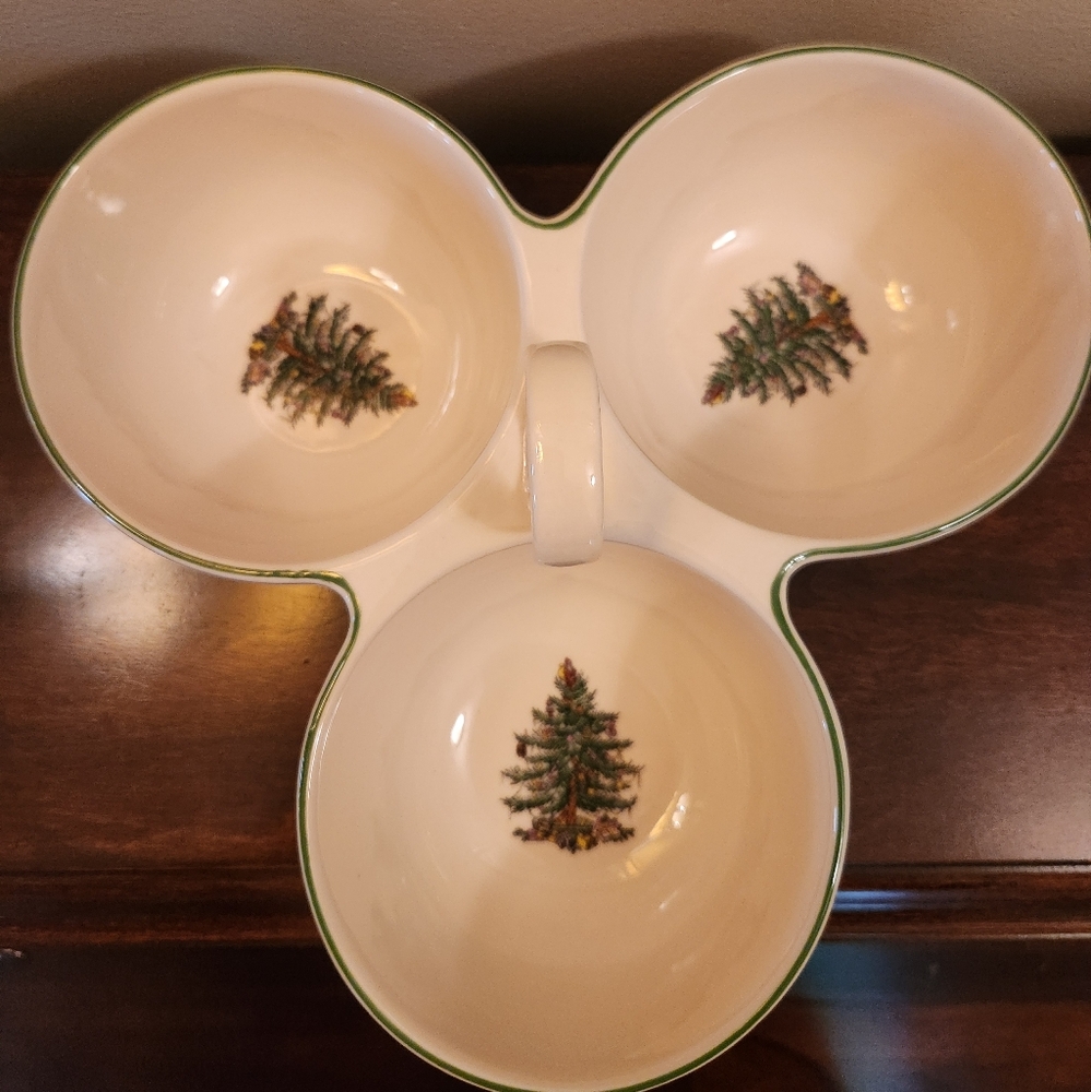 Spode Christmas Tree 3-Part Handled Server - Picture 5 of 6